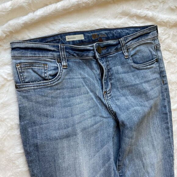 KUT Distressed Boyfriend Roll Up Mid Rise Denim Jeans - Women’s 10 - Picture 6 of 7